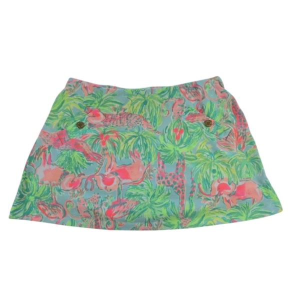 Lilly Pulitzer Womens Skort Size Large Vibrant Multicolor Pink Teal Animal Print - Picture 3 of 14